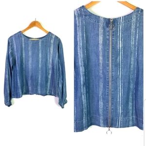 Cloth & Stone Top Sz XS Blue Denim Boxy Fit